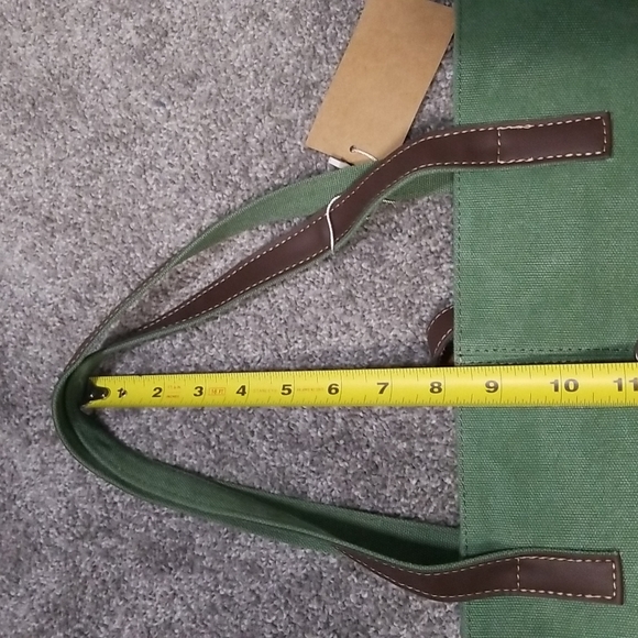 Canvas Shopper/Shoulder Bag in Green - Picture 8 of 15